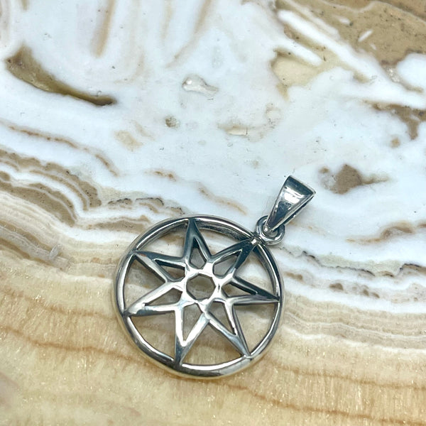 Seven Pointed Fairy Star .925 Sterling Silver Pendant