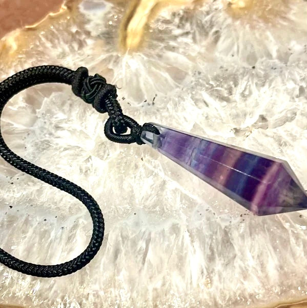 Fluorite Terminated Dagger Cord Necklace