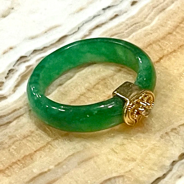 Green Jade Ring with Gold Accent