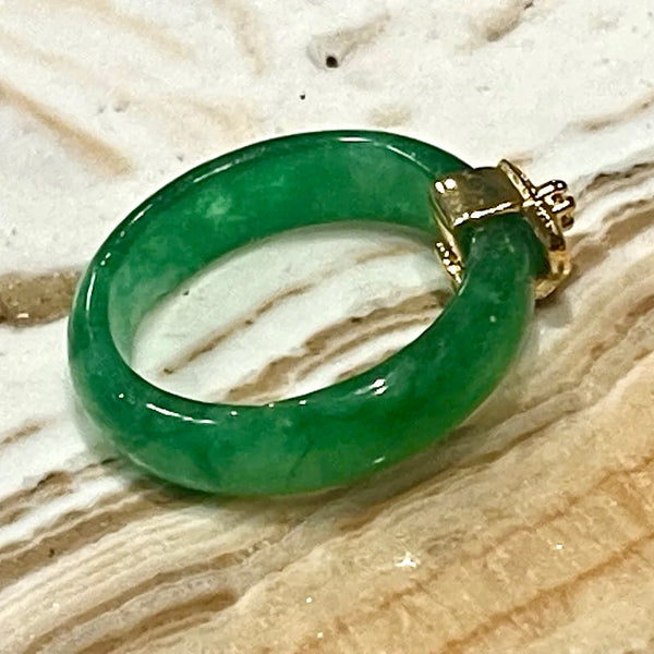 Green Jade Ring with Gold Accent