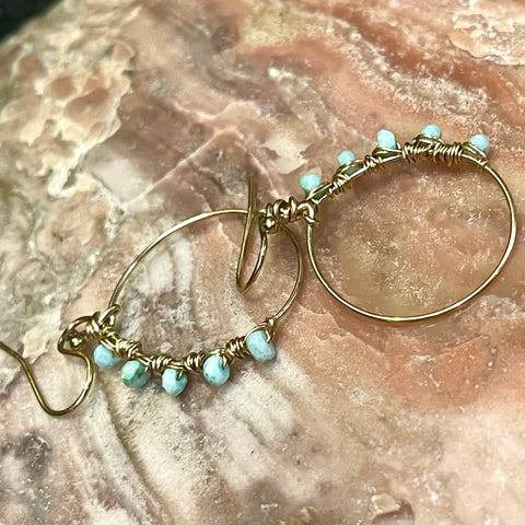 Half Moon 14KT Gold Fill Hoop Gemstone