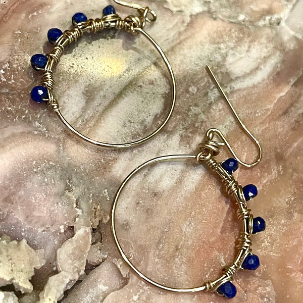 Half Moon 14KT Gold Fill Hoop Gemstone