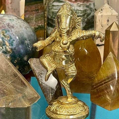 Ganesh Dancing Statue in Brass | 3”
