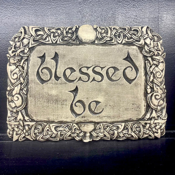 “Blessed Be” Wall Plaque in Stone Grey Finish