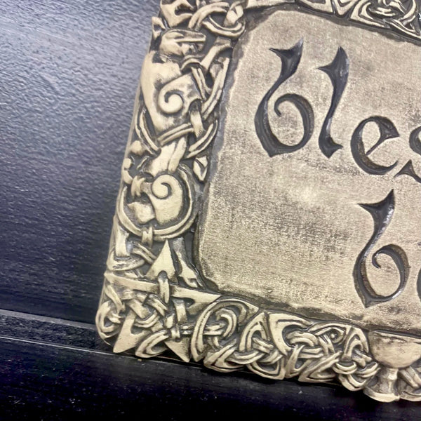 “Blessed Be” Wall Plaque in Stone Grey Finish