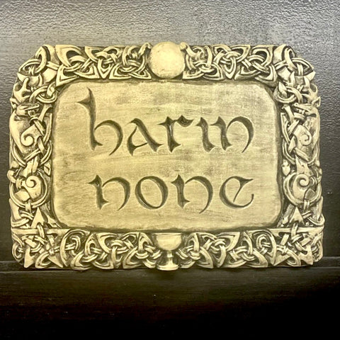 “Harm None” Wall Plaque in Stone Grey Finish