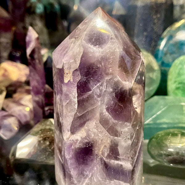 Chevron (Dream) Amethyst Wide Base Generator Tower | 3-4”