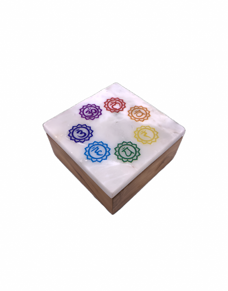 Chakra Symbol Marble Lid on Wooden Box