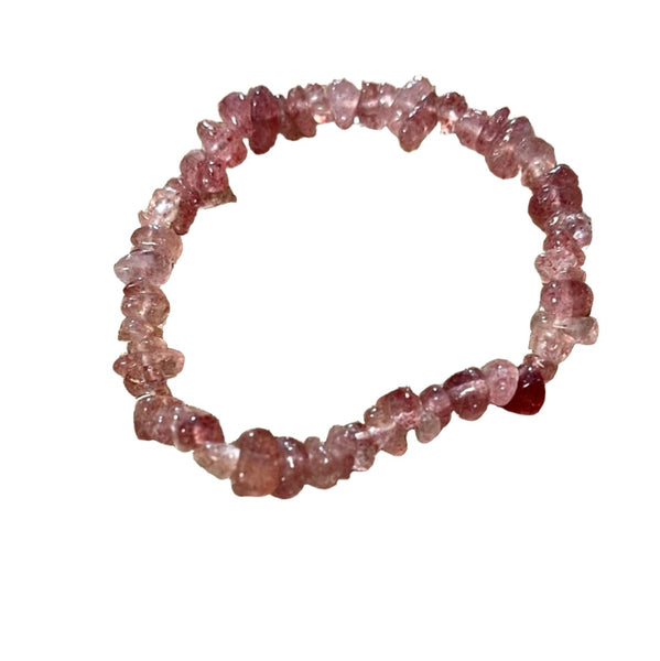 Tanzanian Strawberry Quartz Chip Style Stackable Bracelet