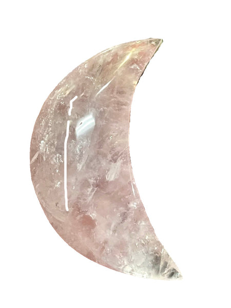 Rose Quartz (Madagascar) Carved Crescent Moon | 4 inch