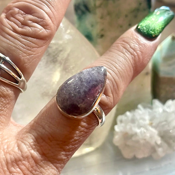 Tourmaline and Petalite Stone .925 Sterling Silver Ring | Size 10