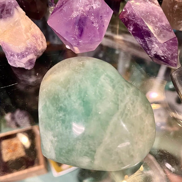 Rainbow Fluorite Carved Heart