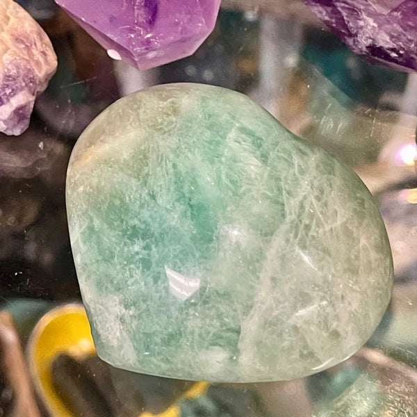 Rainbow Fluorite Carved Heart