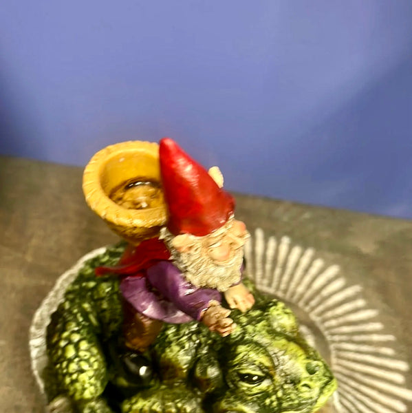 Gnome Riding Toad Backflow Incense Burner