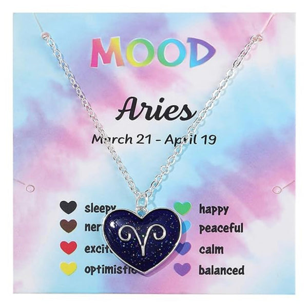 Zodiac Heart Shaped Mood Necklace