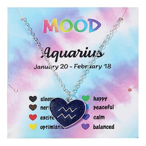 Zodiac Heart Shaped Mood Necklace