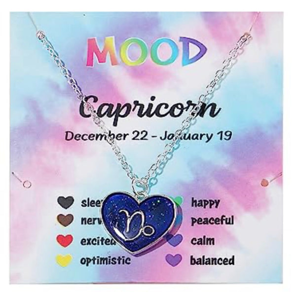 Zodiac Heart Shaped Mood Necklace