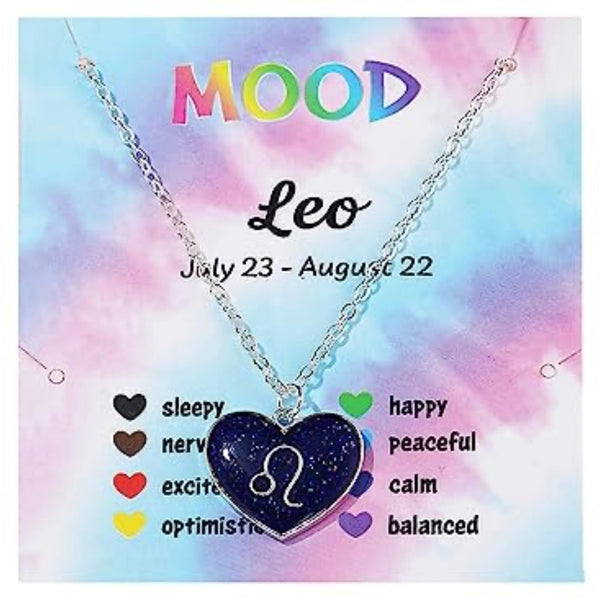 Zodiac Heart Shaped Mood Necklace