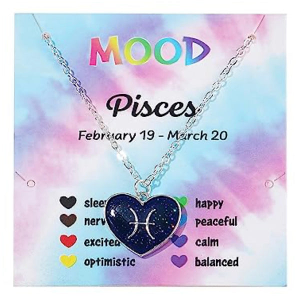 Zodiac Heart Shaped Mood Necklace