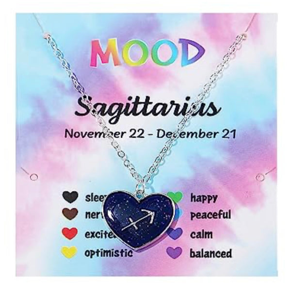 Zodiac Heart Shaped Mood Necklace