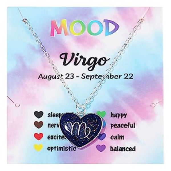 Zodiac Heart Shaped Mood Necklace