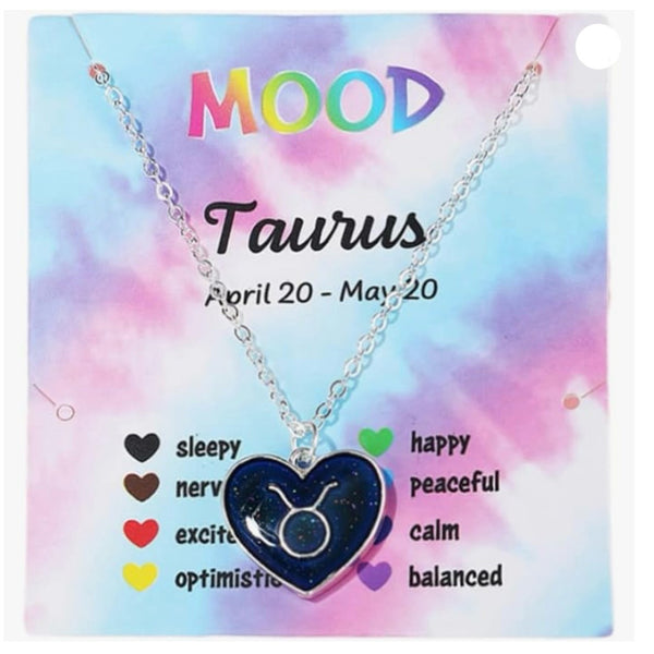 Zodiac Heart Shaped Mood Necklace