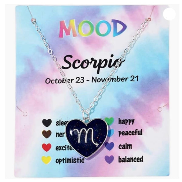 Zodiac Heart Shaped Mood Necklace