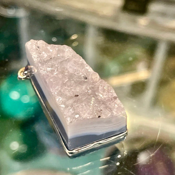 Amethyst Freeform Silver Druzy Pendant