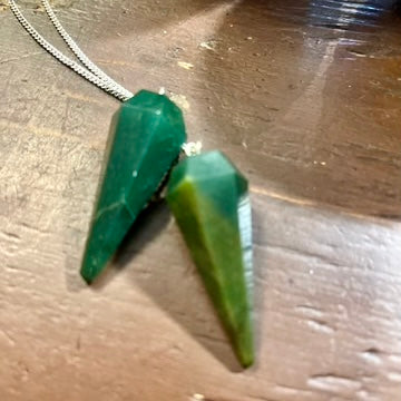 Green Aventurine Pendulum on Silver Chain