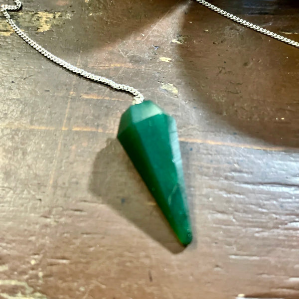 Green Aventurine Pendulum on Silver Chain