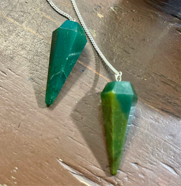 Green Aventurine Pendulum on Silver Chain