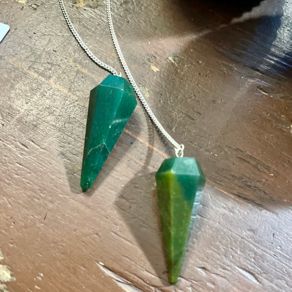 Green Aventurine Pendulum on Silver Chain