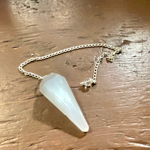 Selenite Pendulum with Silver Chain