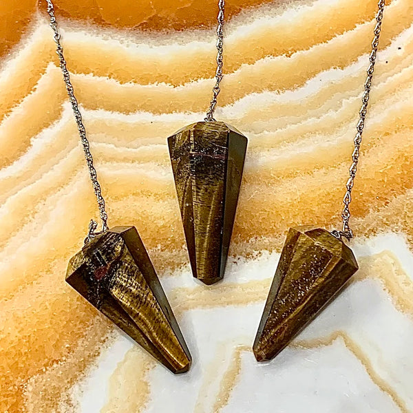 Tiger Eye Pendulum on Silver Chain