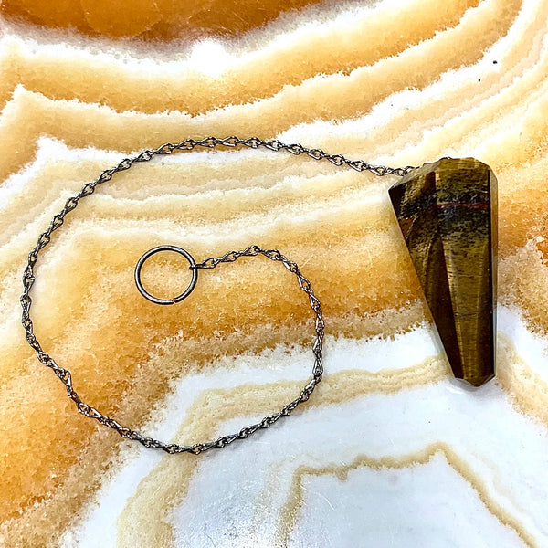 Tiger Eye Pendulum on Silver Chain