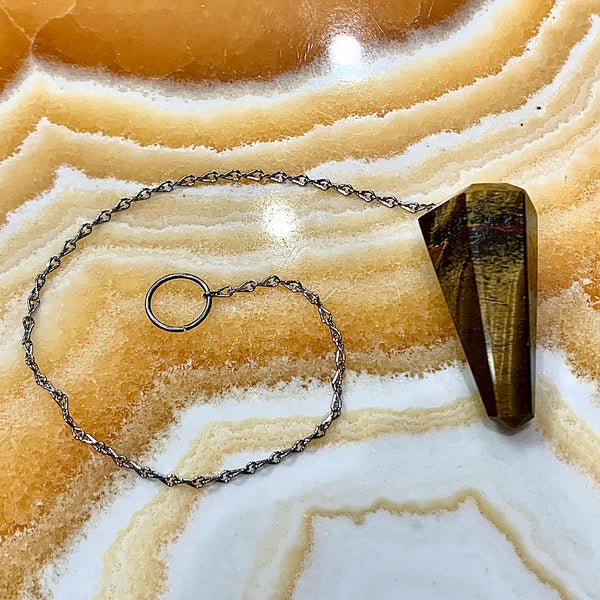 Tiger Eye Pendulum on Silver Chain