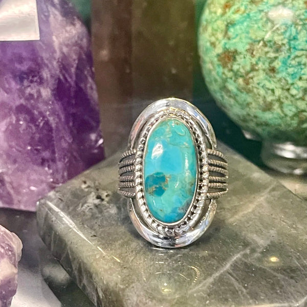 Turquoise Oval Sterling Silver Ring | Size 7