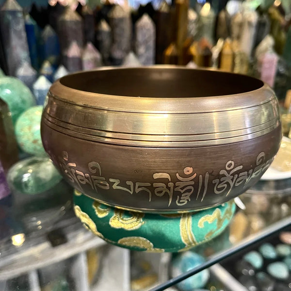 Bronze Tibetan Singing Bowl  Lord Ganesh Design | 5.5 inch | Note A | Third Eye Chakra