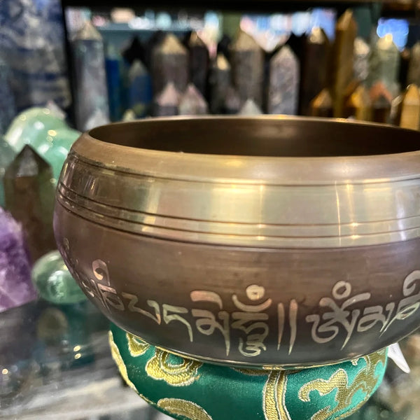 Bronze Tibetan Singing Bowl  Lord Ganesh Design | 5.5 inch | Note A | Third Eye Chakra