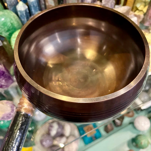 Tibetan Singing Bowl Brass with Black Finish | 6 inch | Note A | Third Eye