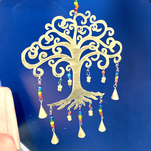 Tree of Life 16 Inch Wind Chimes with Glass Beads