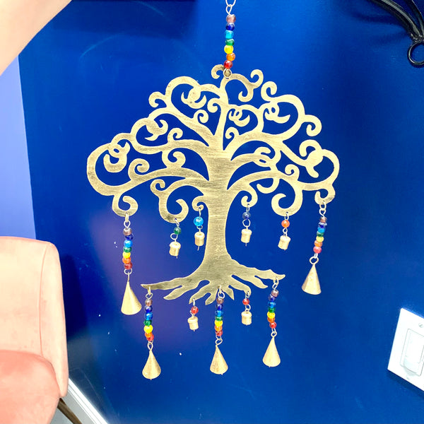 Tree of Life 16 Inch Wind Chimes with Glass Beads