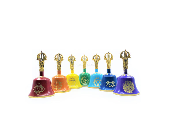 Throat (Vishuddha) Chakra Blue Enameled Brass Ritual Bell