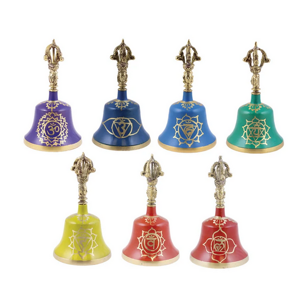 Throat (Vishuddha) Chakra Blue Enameled Brass Ritual Bell