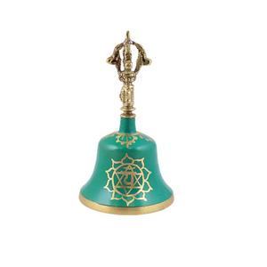 Heart Chakra Green Enameled Brass Ritual Bell