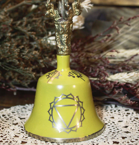 Solar Plexus (Manipura) Chakra Yellow Enameled Brass Ritual Bell