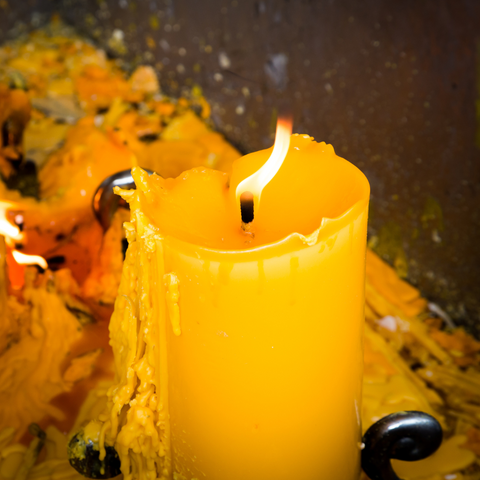 Pillar Style Carving Candles | Yellow