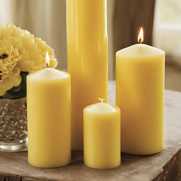 Pillar Style Carving Candles | Yellow