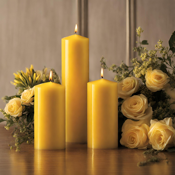 Pillar Style Carving Candles | Yellow