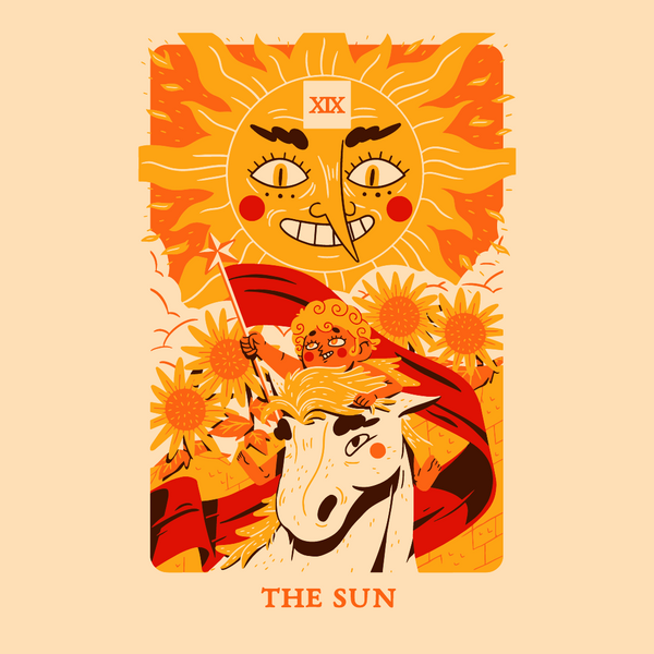 The Sun Tarot Card Candle with Herbs & Crystals | 3.5 Oz